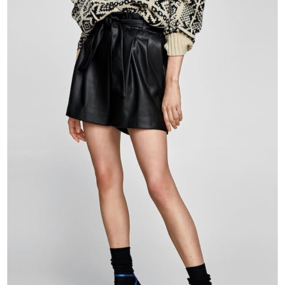 Zara Leather High-Waisted Shorts